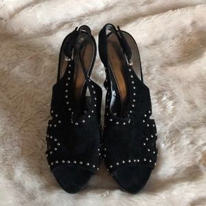 Marc Fisher Black Suede Silver Studded High Heels